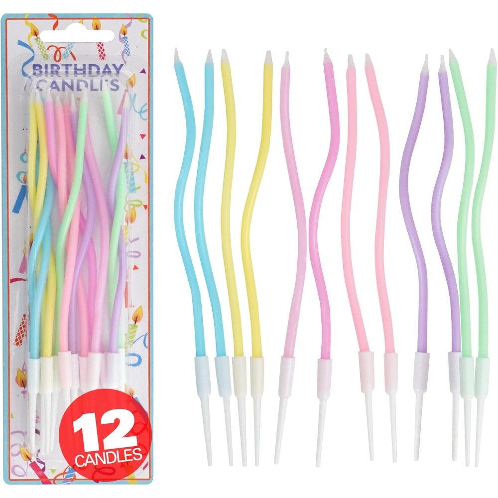 Candle Holder Set - Rainbow Spiral Birthday Cake Candles Set