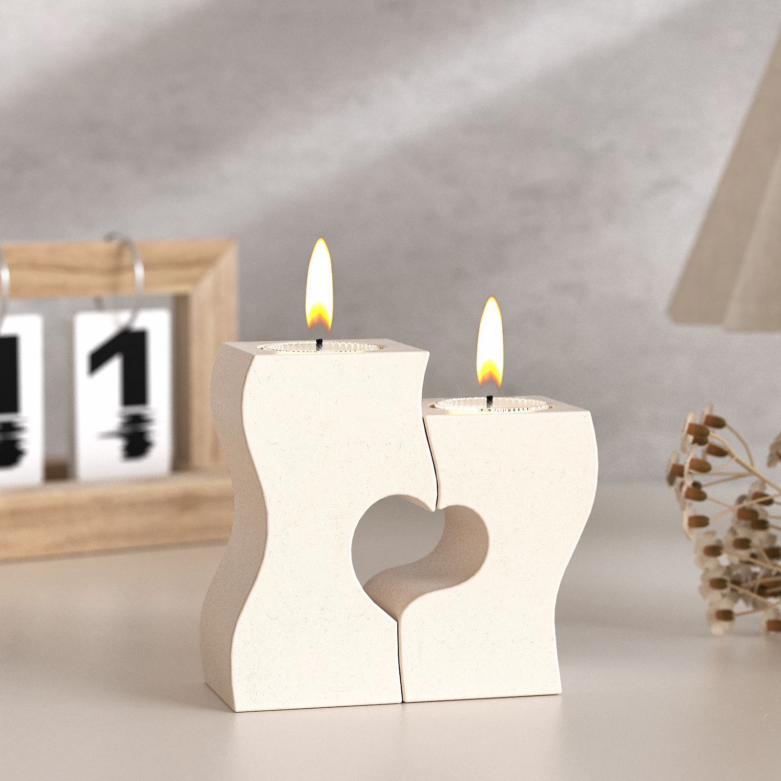Candle Holder Set - S Heart Candlestick Silicone Molds DIY