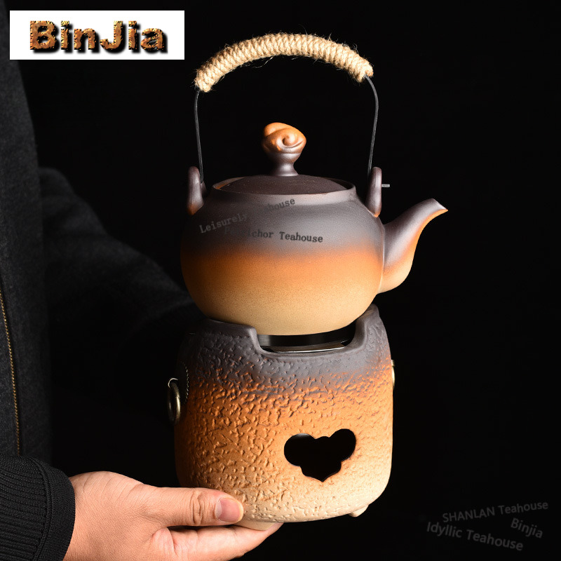 Candle Holder Set - Crude Pottery High-handled Pot Tea Warmer