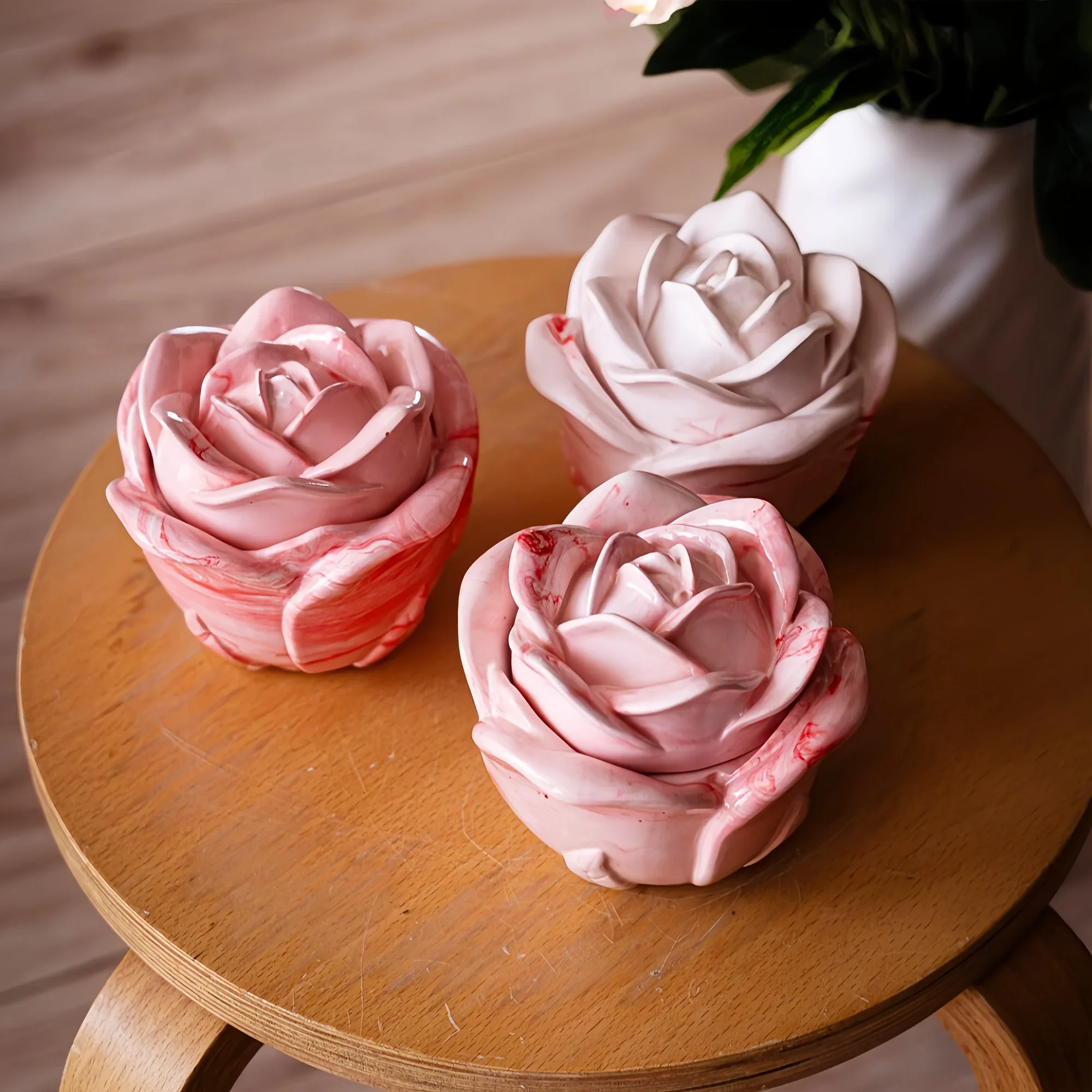 Candle Holder Set - 2-Piece Set Rose Shaped Silicone Molds