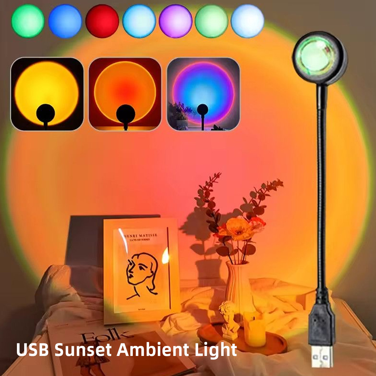Sunset Lamp Projection - LED Rainbow Sunset Projection Lamp Atmosphere