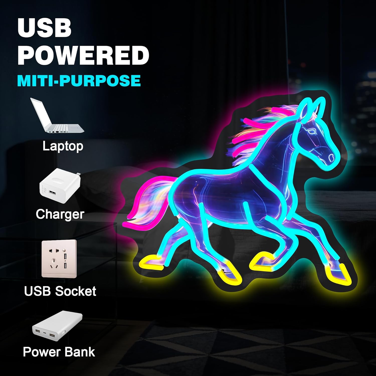 Horse Night Light Neon Sign De - đánh giá và giá Room Lighting Bedroom Decor