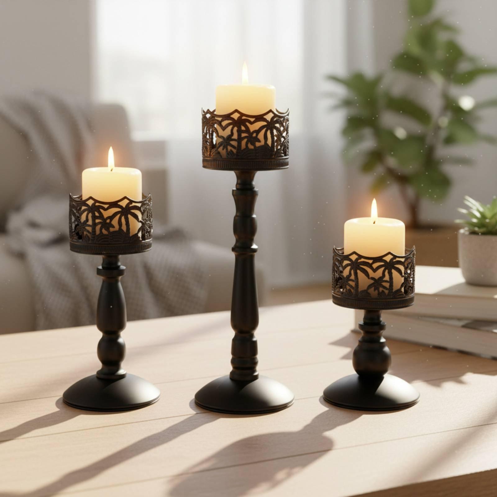 Iron Candlestick Elegant Metal - đánh giá và giá Candle Holder Set