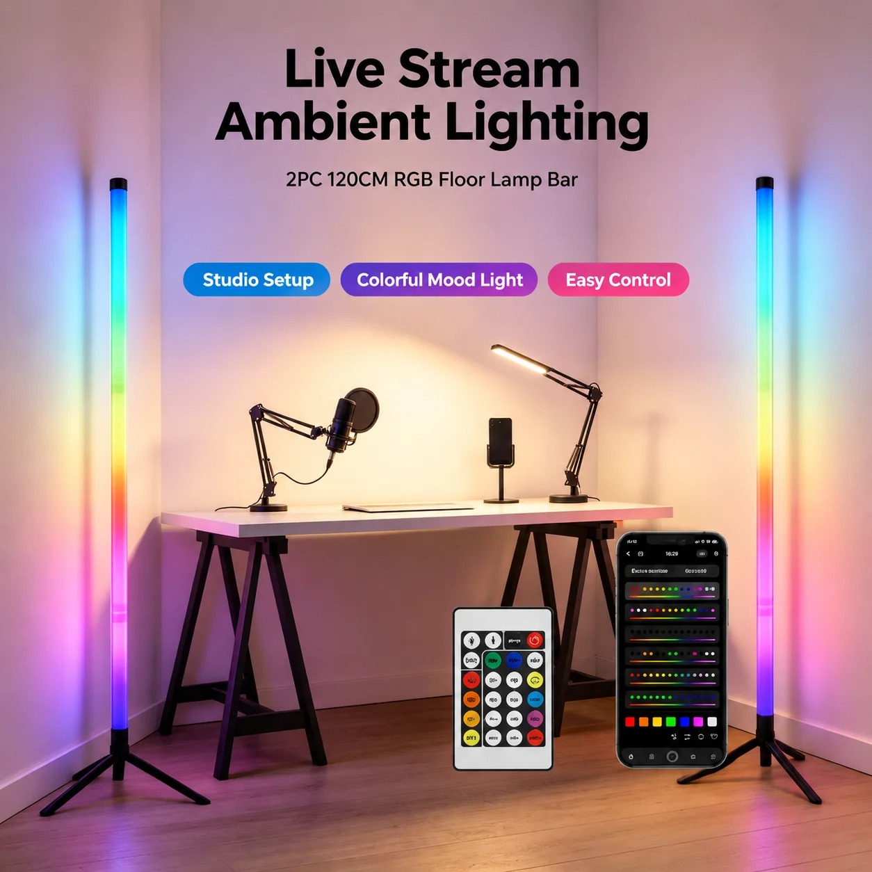 2 Pack RGB LED Corner Floor La - đánh giá và giá Room Lighting Bedroom Decor