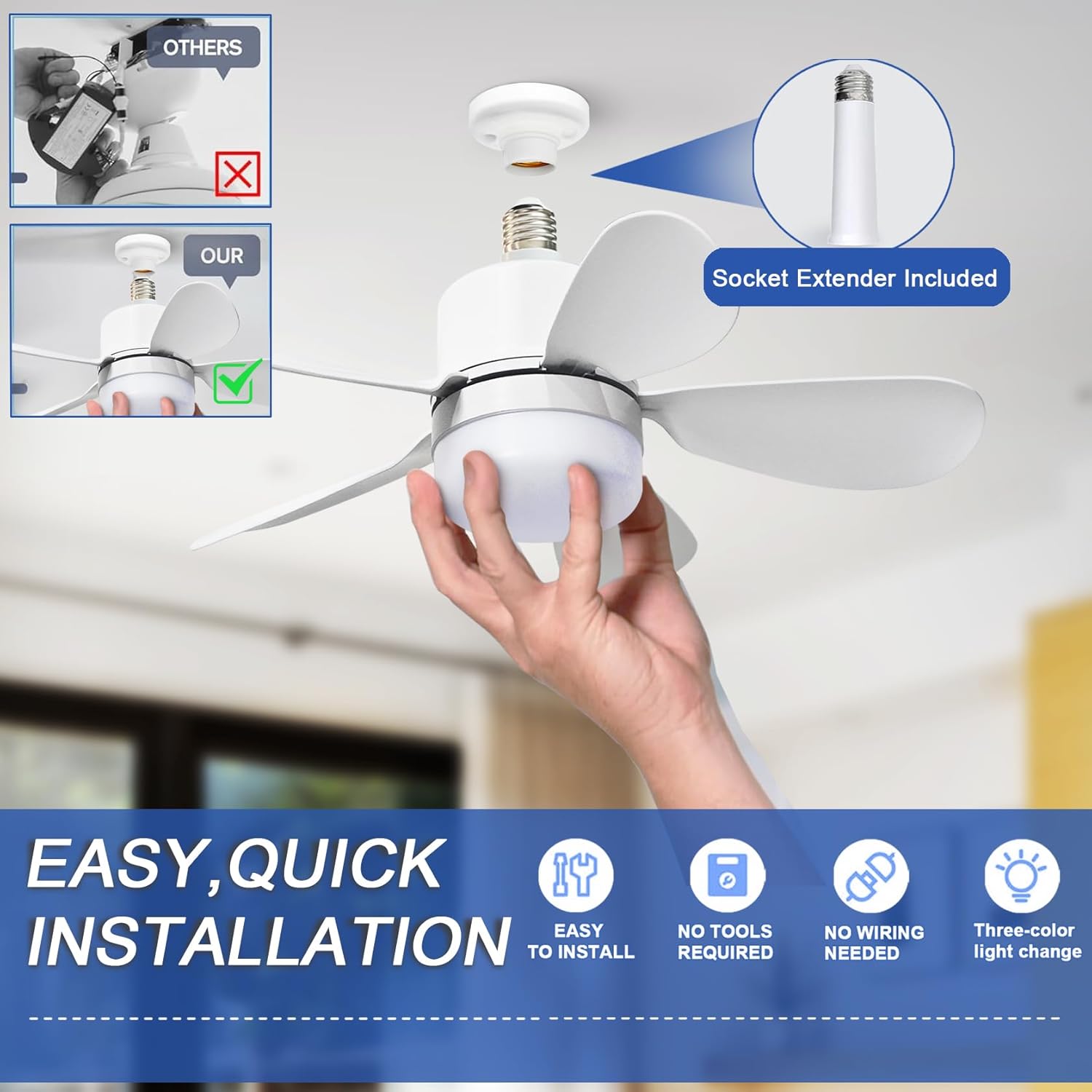 Socket Fan Light with Remote,  - đánh giá và giá Lighting Decor Home