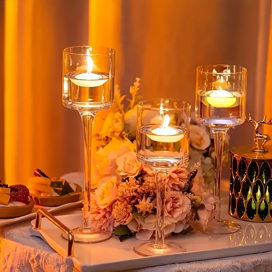 3PCS Transparent Glass Candle  - đánh giá và giá Candle Holder Set