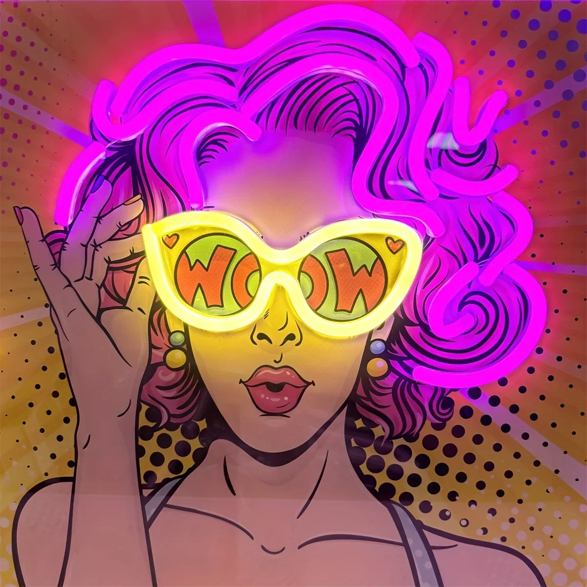 Wow Lady Pop Art LED Neon Sign - đánh giá và giá Outdoor Lighting Decor Wow