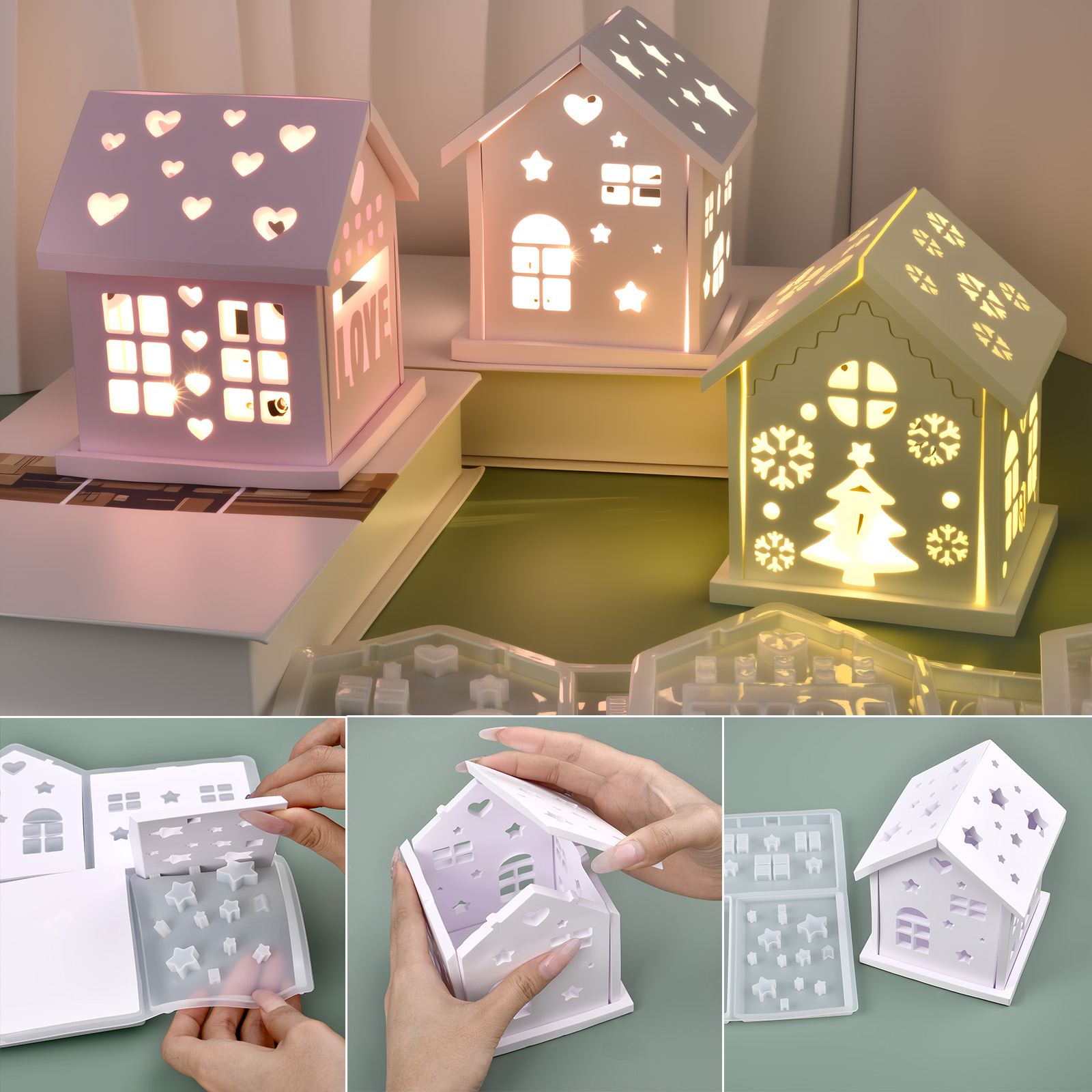 3D House Silicone Mold DIY Chr - đánh giá và giá Candle Holder Set