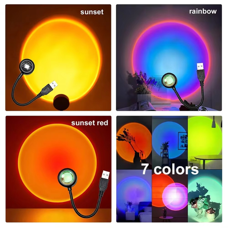 1-4pcs Sunset Lamp LED Rainbow - đánh giá và giá Sunset Lamp Projection