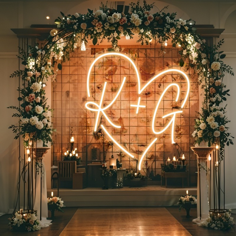 Custom Initials Heart LED Neon - đánh giá và giá Lighting Decor For Wedding