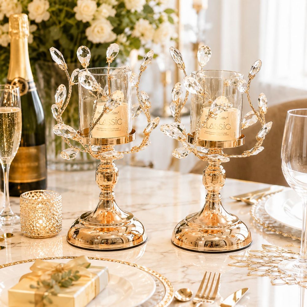 Gold Crystal Candle Holder Set - đánh giá và giá Candle Holder Set