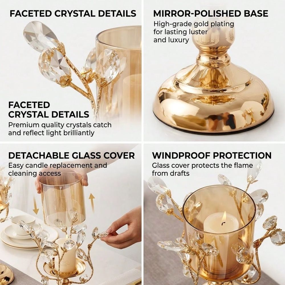 Gold Crystal Candle Holder Set - đánh giá và giá Candle Holder Set