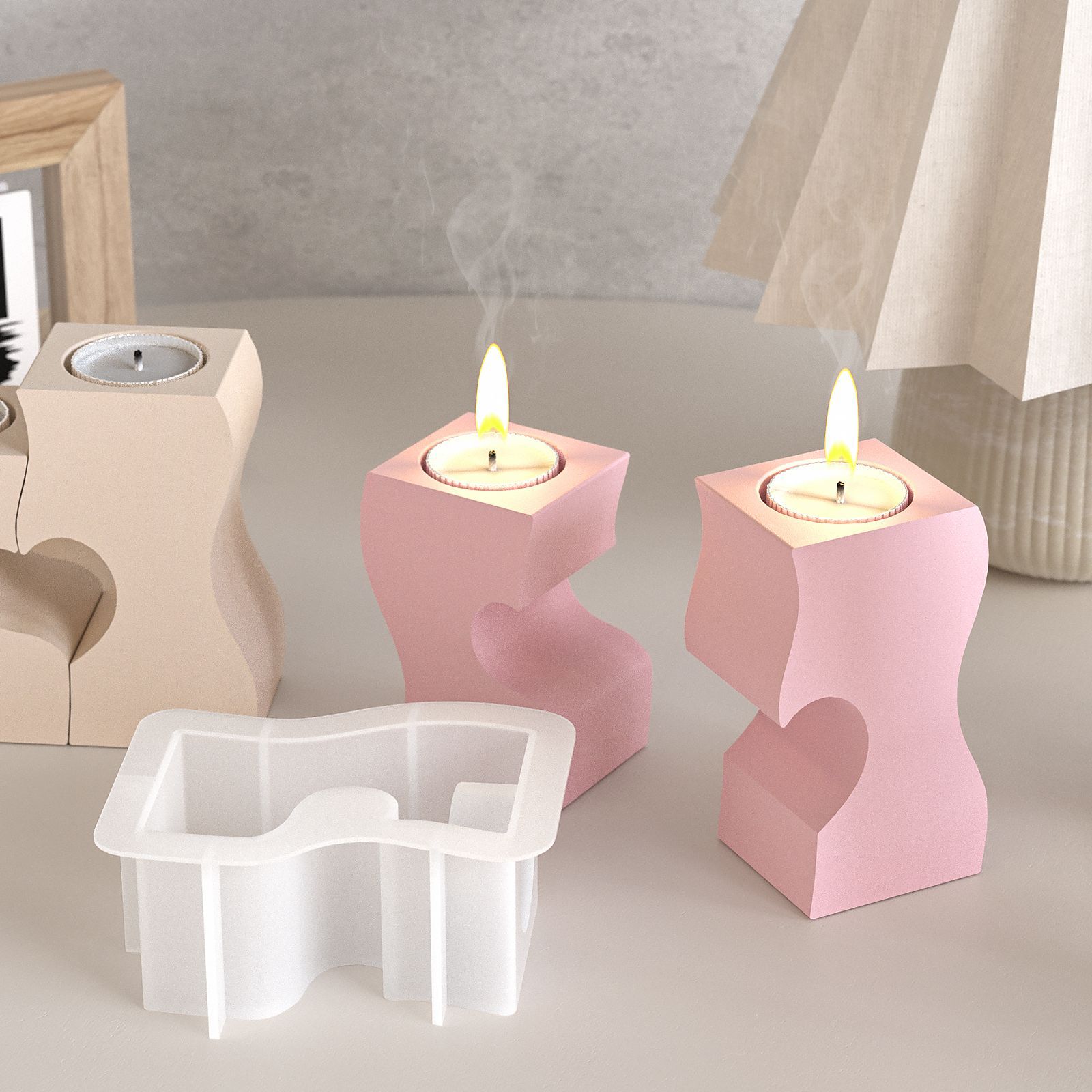 S Heart Candlestick Silicone M - đánh giá và giá Candle Holder Set