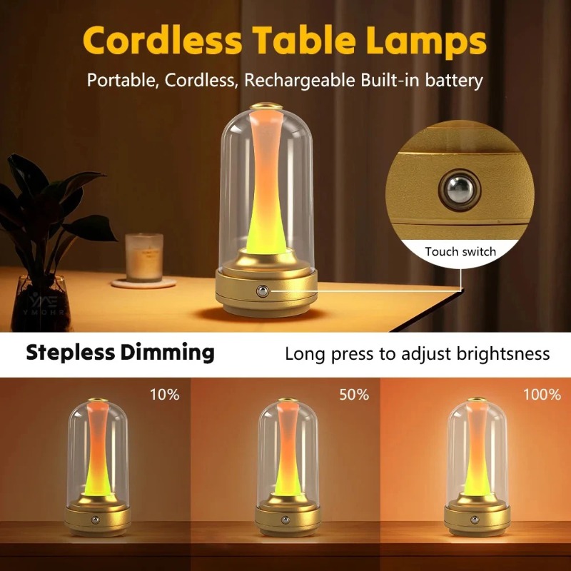 Rechargeable Touch LED Dimmabl - đánh giá và giá Mushroom Table Lamp