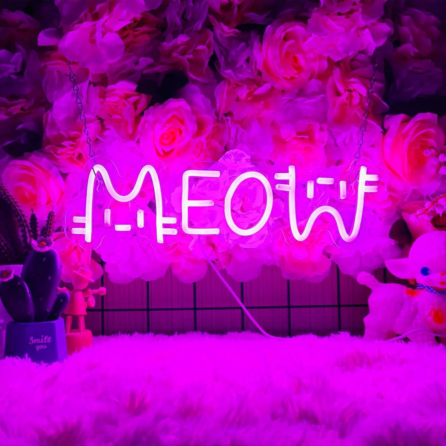Meow Neon Sign Cat USB Powered - đánh giá và giá Lighting Decor Home