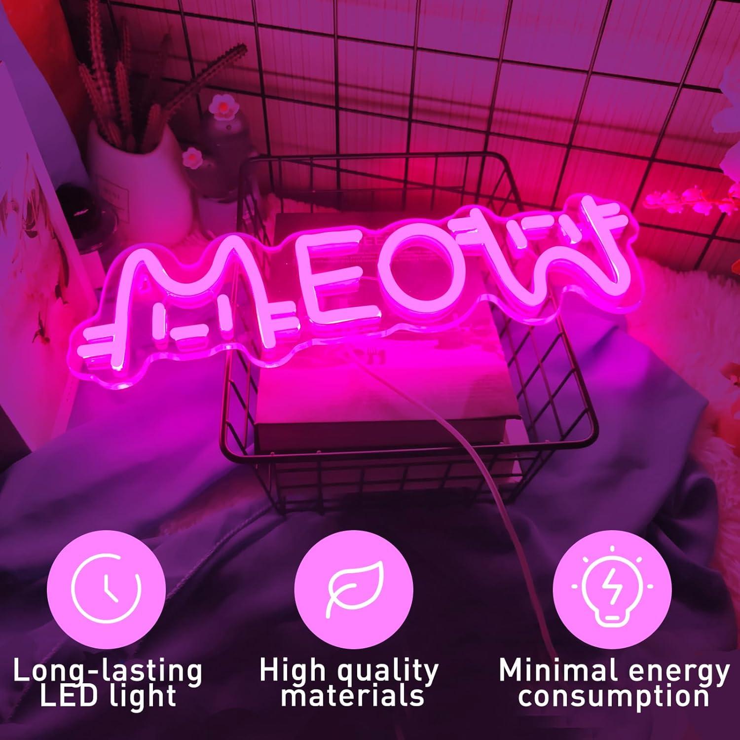 Meow Neon Sign Cat USB Powered - đánh giá và giá Lighting Decor Home