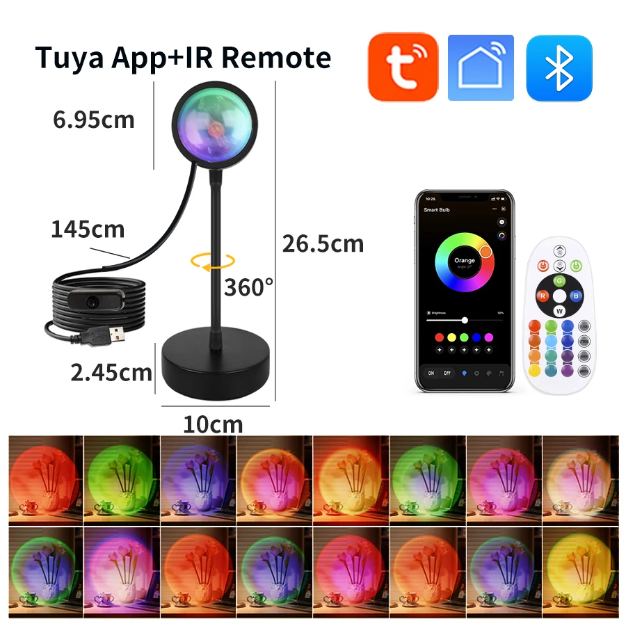 Smart Sunset Lamp Tuya USB Sun - đánh giá và giá Sunset Lamp Projection