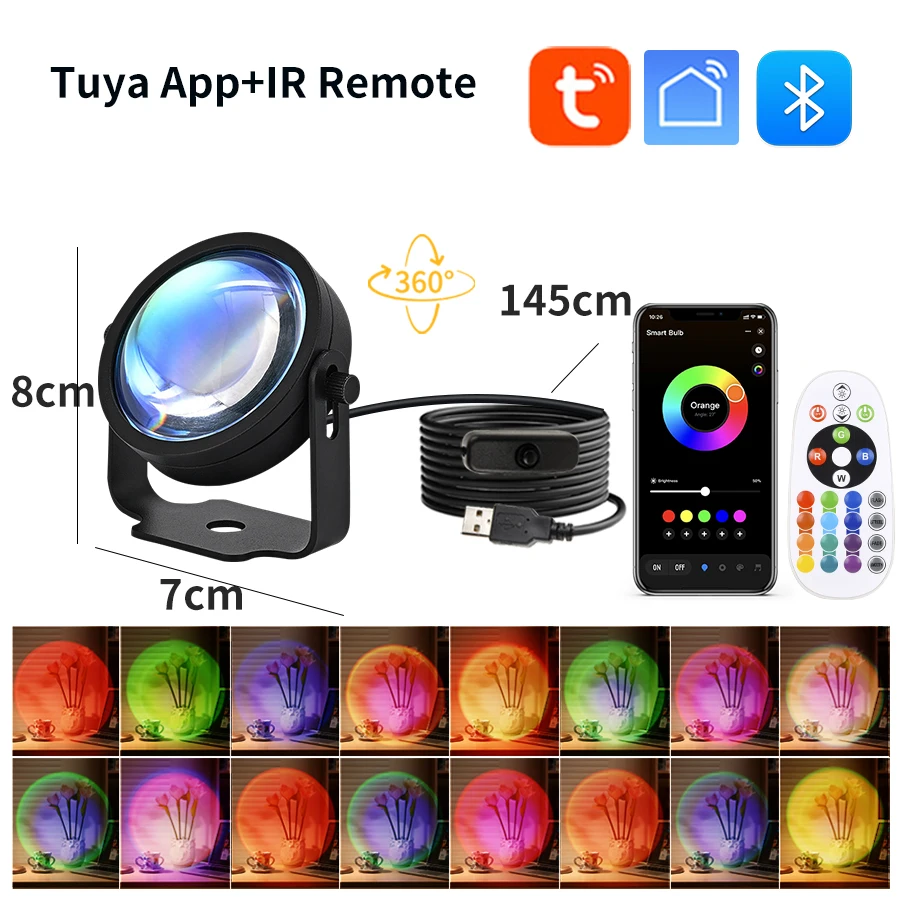 Smart Sunset Lamp Tuya USB Sun - đánh giá và giá Sunset Lamp Projection